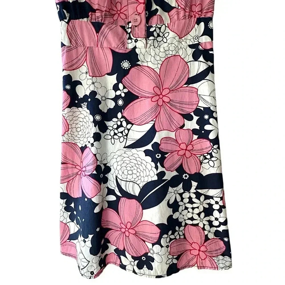 STONE FLOWER NWOT SLEEVELESS SMOCKED FLORAL FIT & FLARE DRESS PINK BLUE | SMALL - Picture 5 of 10